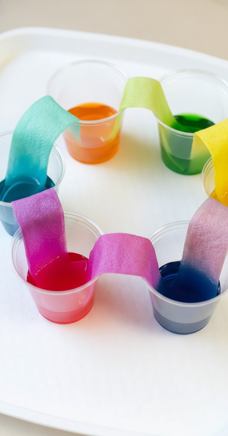 DIY Rainbow Walking Water Experiment