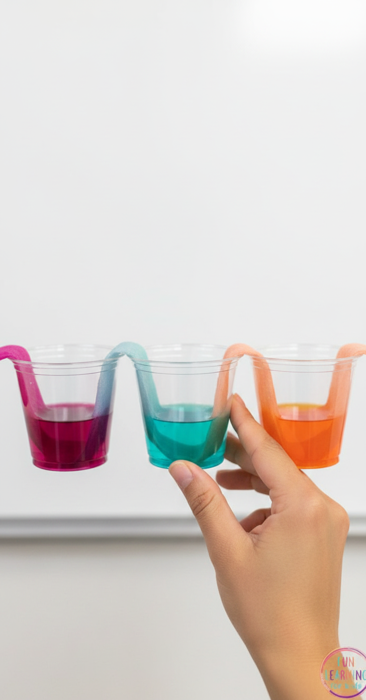 DIY Rainbow Walking Water Experiment held in hand