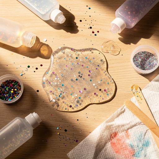 Multiple Sparkle Glue Slime Kit crafts from above