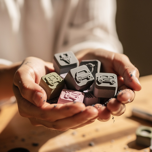 DIY Eraser Carving Stamps held in hand