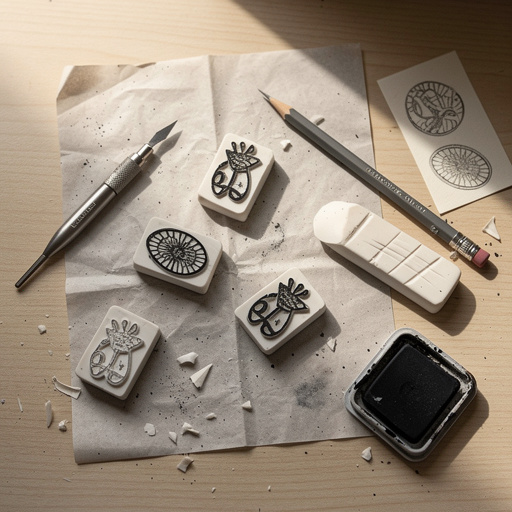 Multiple DIY Eraser Carving Stamps crafts from above