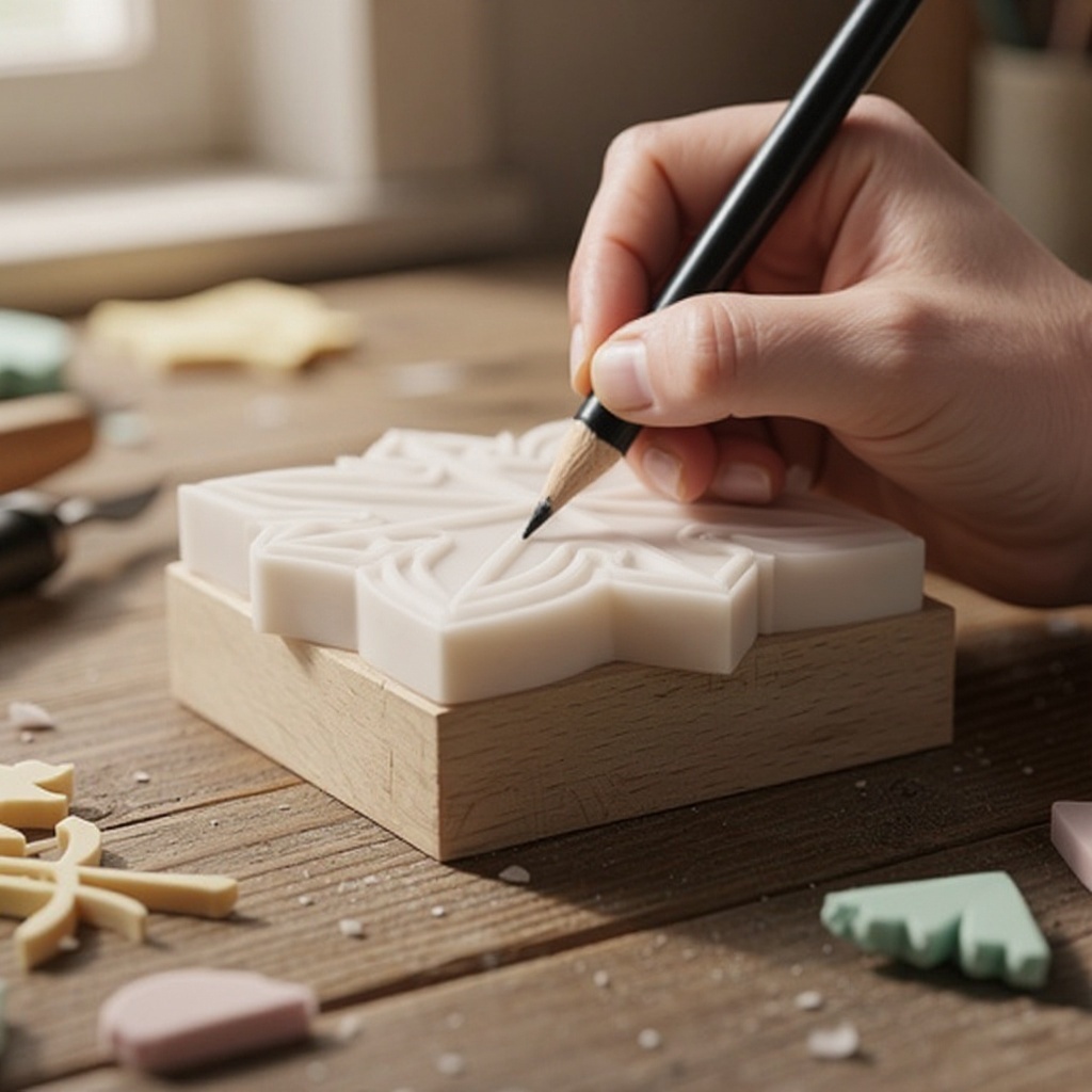 Step 2: Lightly sketch your desired design onto the surface of the eraser with a pencil.