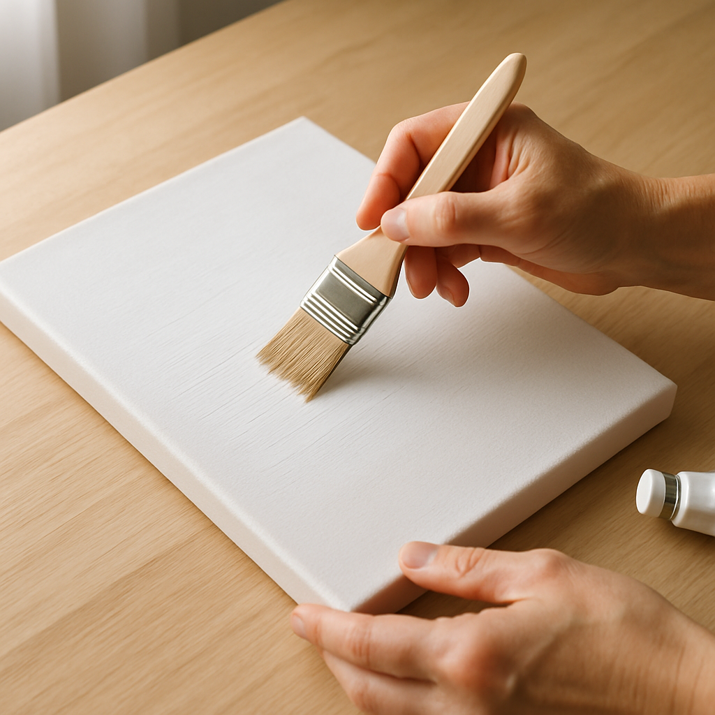 Step 2: **2. Choose Your Base:** If using a raw canvas, apply one thin, even coat of whi