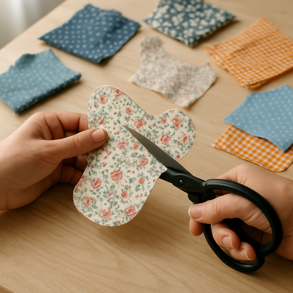 Step 4: **4. Cut Fabric Pieces:** Select your fabric scraps and use your fabric scissors