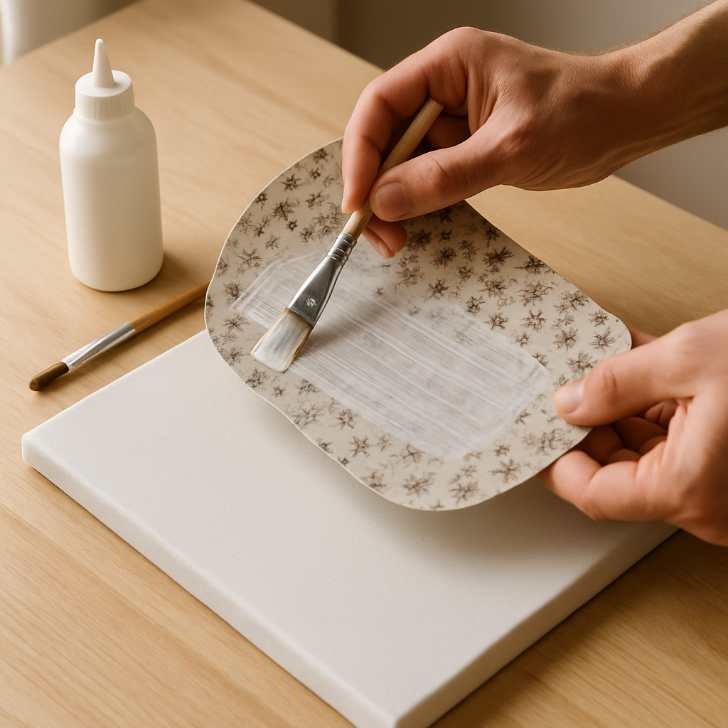 Step 6: **6. Apply First Layer of Fabric:** Starting with the largest pieces, apply a ge