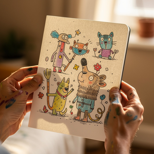 Whimsical Creature Doodles held in hand