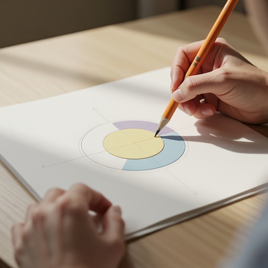 Step 4: Combine straight and curved lines to draw a circle. Aim for a round shape, don't