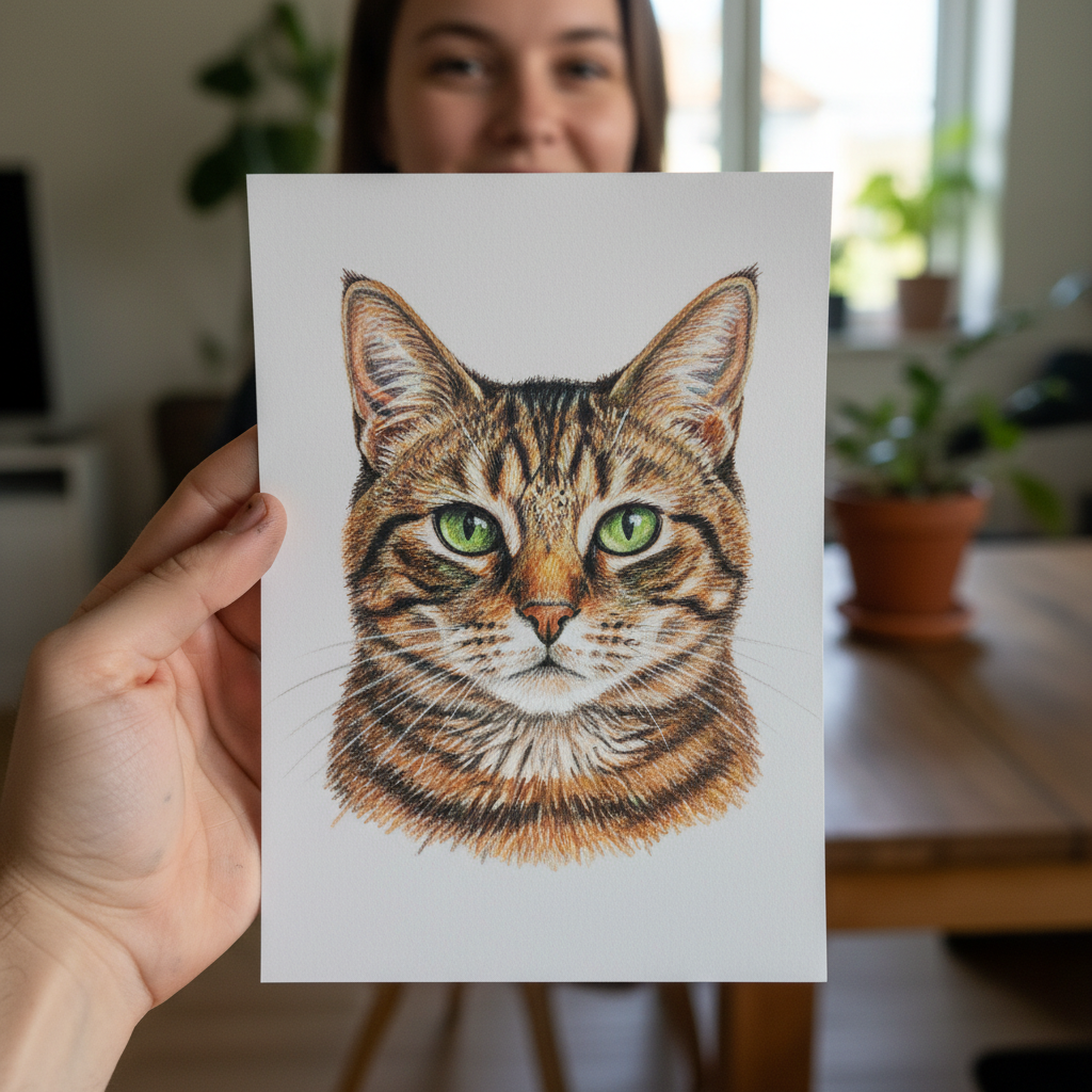 Realistic Pencil Drawing held in hand