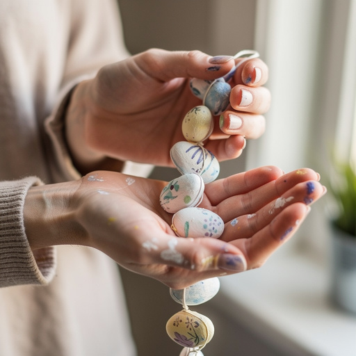 Elegant Easter Egg Garland held in hand
