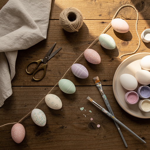Multiple Elegant Easter Egg Garland crafts from above
