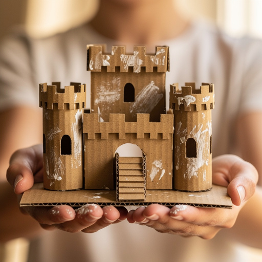 Cardboard Castle Diorama held in hand