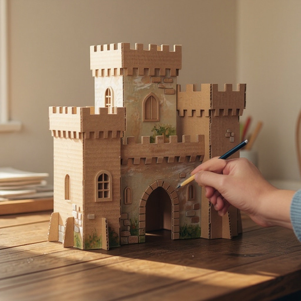 Step 2: On one of the larger sides of the box, use a pencil and ruler to draw a large, i