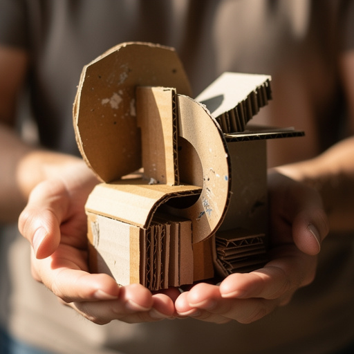 Recycled Cardboard Sculptures held in hand