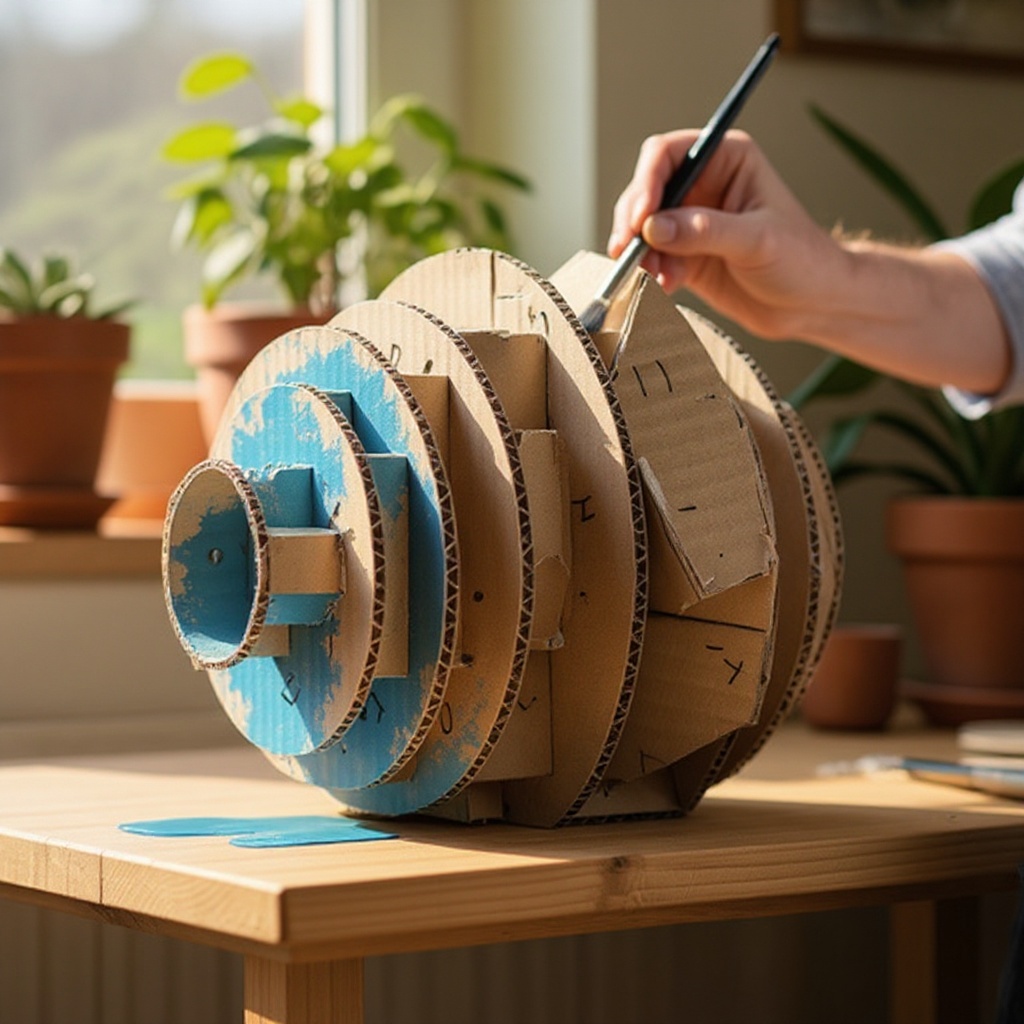 Step 8: Once dry, begin painting your sculpture. You can use solid colors, patterns, or