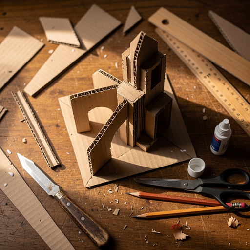 Multiple Recycled Cardboard Sculptures crafts from above