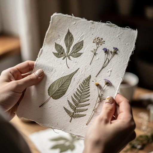 DIY Nature Embossed Paper held in hand