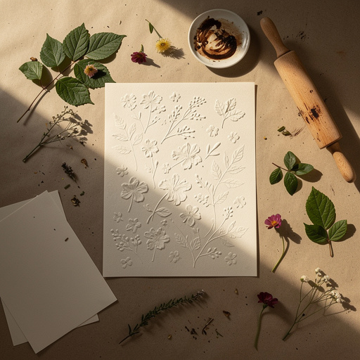 Multiple DIY Nature Embossed Paper crafts from above