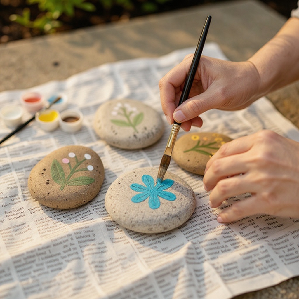 Step 3: Choose your first rock and decide what plant or message you want to paint on it.