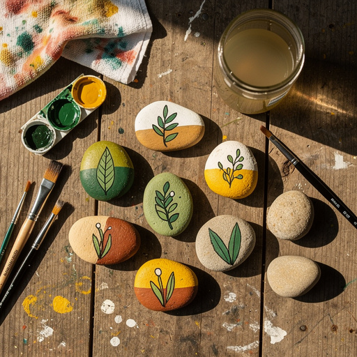 Multiple Painted Rock Garden Markers crafts from above