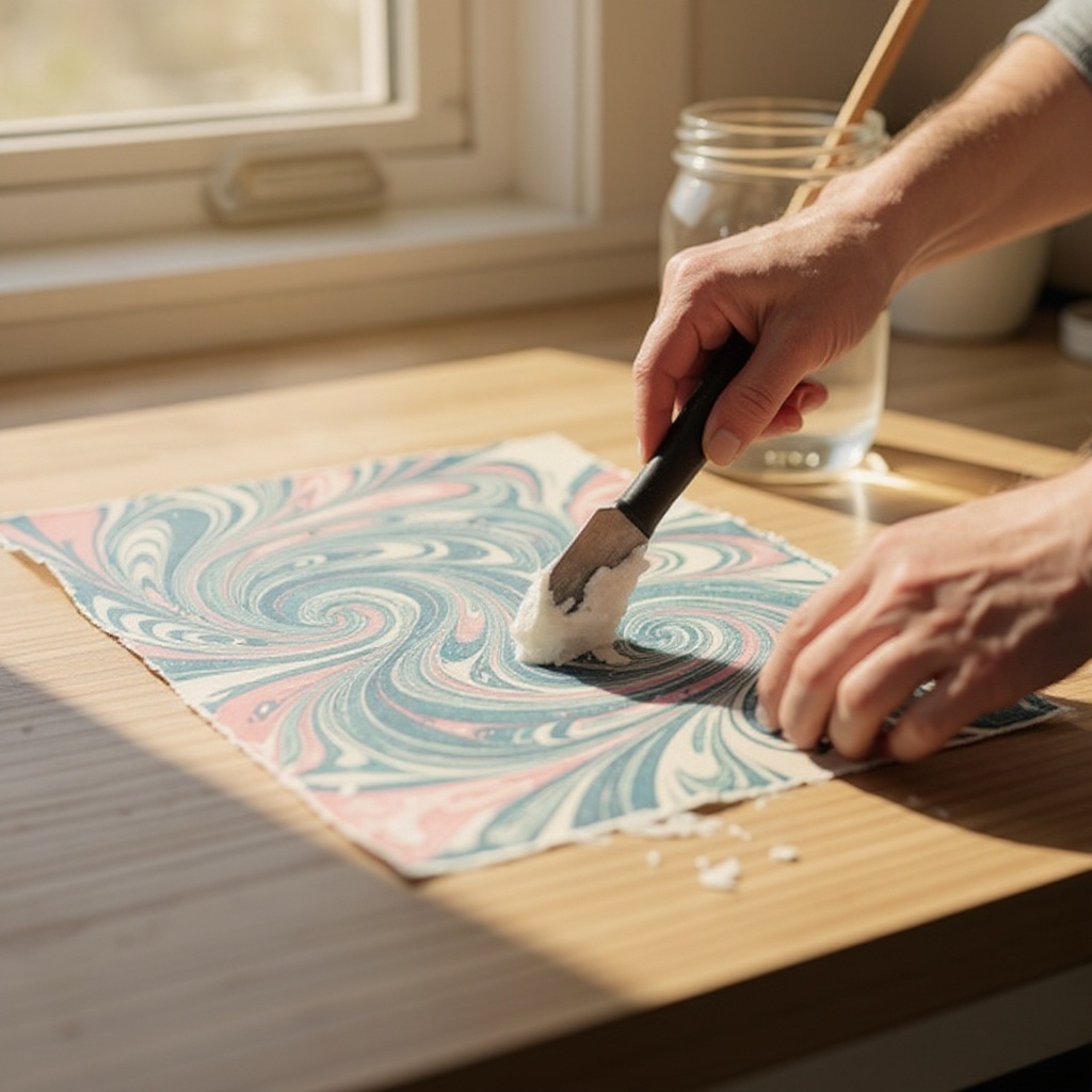 Step 8: Using a squeegee or ruler, gently scrape off the excess shaving cream from the p