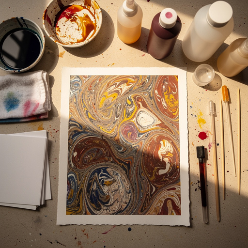 Multiple Paper Marbling Art Prints crafts from above
