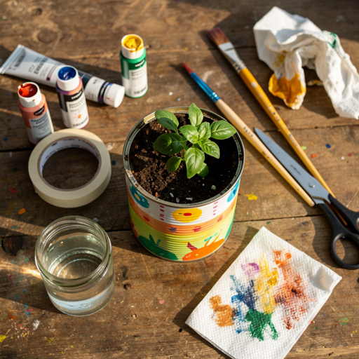 Multiple Painted Tin Can Planters crafts from above