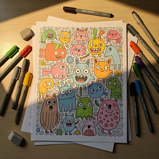 Multiple Whimsical Doodle Creatures crafts from above