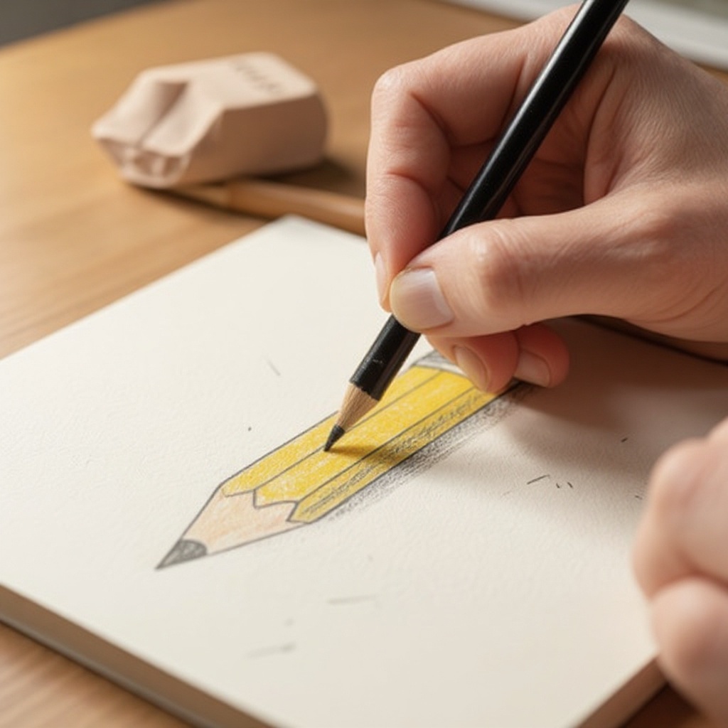 Step 3: Inside the trapezoid, draw a small triangle. This represents the sharpened lead.