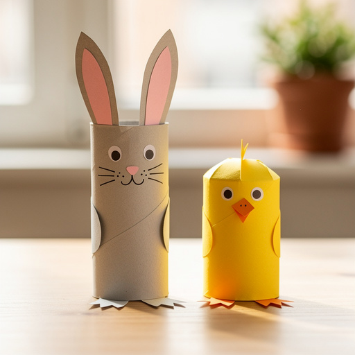 Finished Paper Roll Bunny & Chick Friends craft project