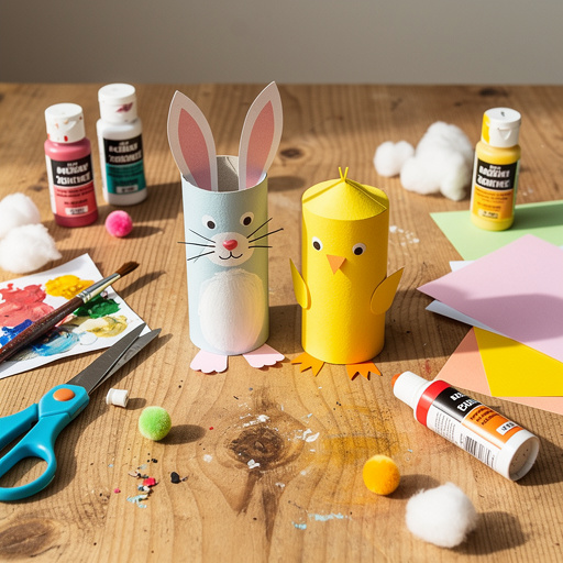 Multiple Paper Roll Bunny & Chick Friends crafts from above