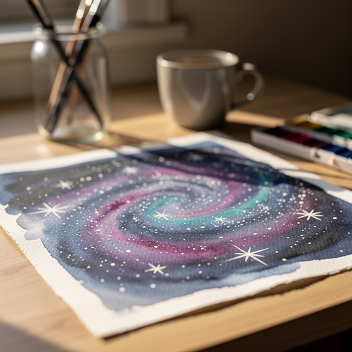 Simple Watercolor Galaxy Art