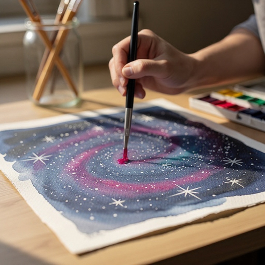 Step 3: **Step 3: Begin Layering Lighter Colors.** Dip your brush into your lighter wate