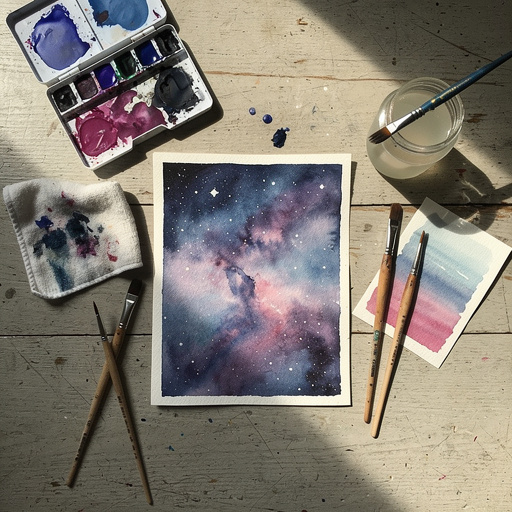 Multiple Simple Watercolor Galaxy Art crafts from above