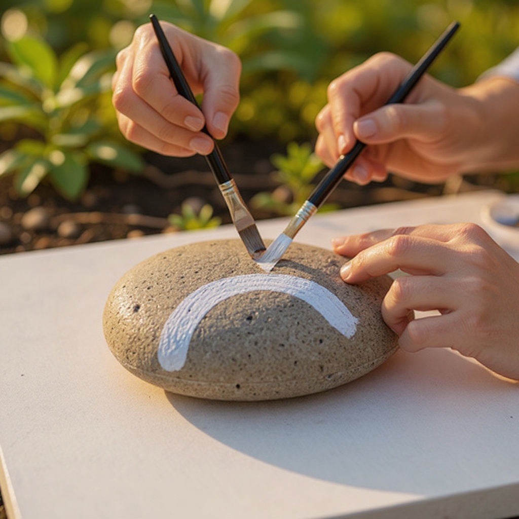 Step 3: Optional: Lightly sketch your rainbow arc with a pencil or chalk on the rock. Th