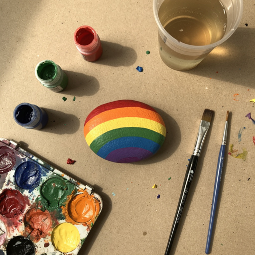Multiple Rainbow Rock Painting crafts from above
