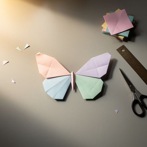 Multiple Origami Paper Butterfly crafts from above
