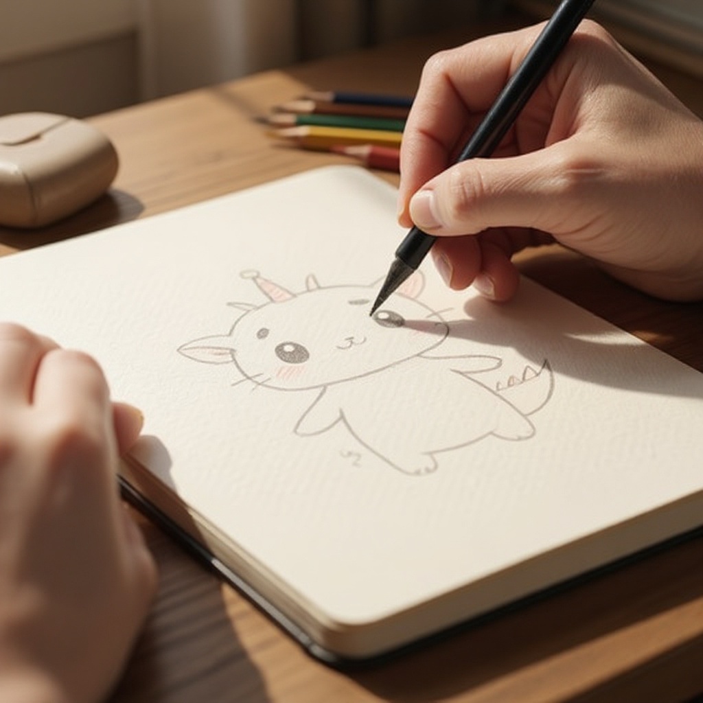 Step 4: Draw a pair of eyes. Experiment with different shapes and placements – large, sm