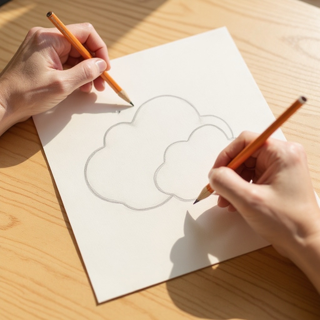 Step 1: Lightly sketch a large, irregular oval shape on your paper. This will be the bas