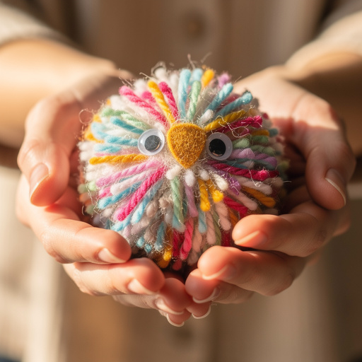 Fluffy Pom Pom Creatures held in hand