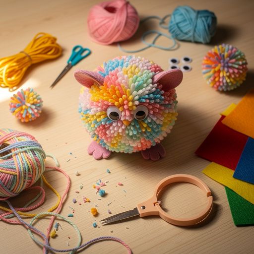 Multiple Fluffy Pom Pom Creatures crafts from above