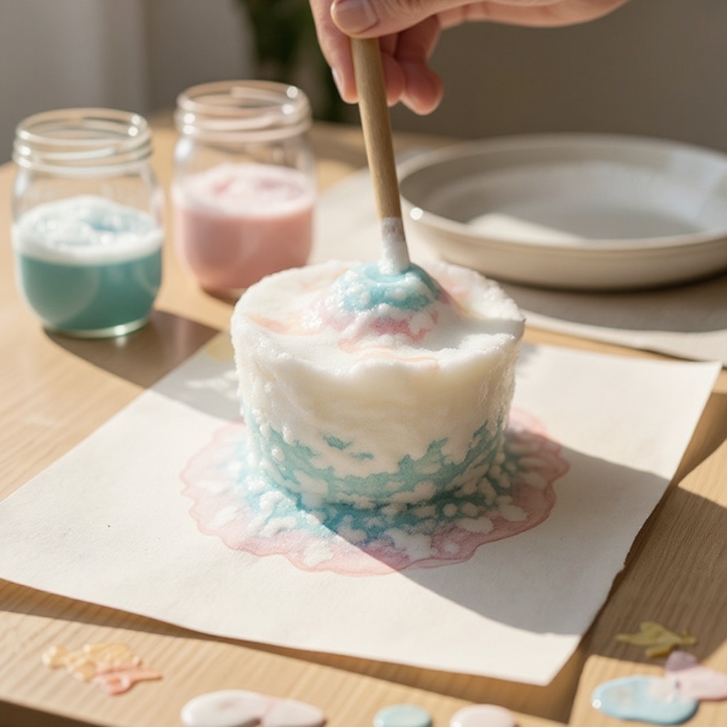 Step 6: To create the colorful bubble mounds, add a few drops of one of your prepared pa