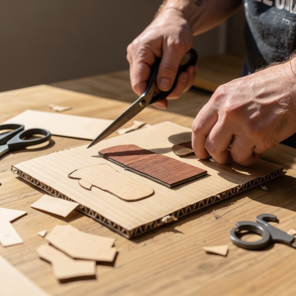 Step 2: Cut the cardboard scraps into various shapes like lines, squares, circles, or ab
