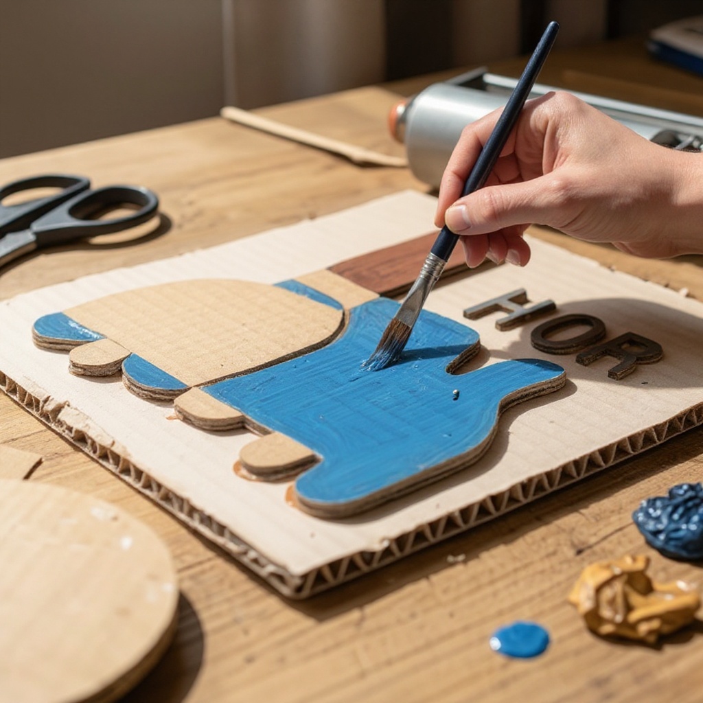 Step 8: Using a paintbrush, evenly apply a thin layer of paint over the entire surface o