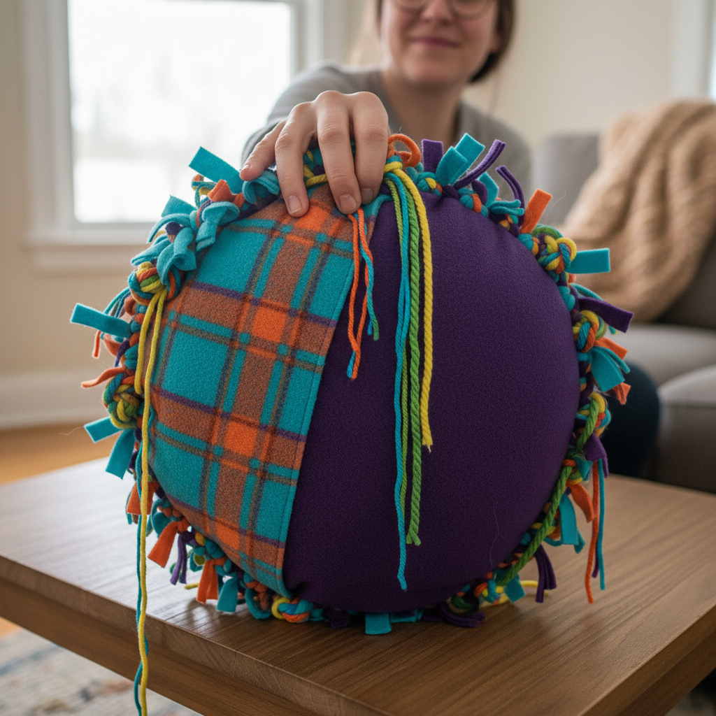 No-Sew Fleece Pillow held in hand