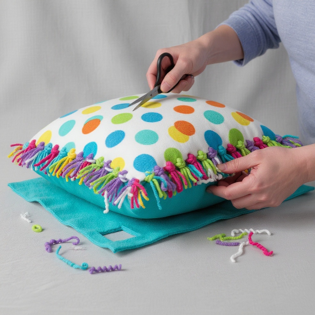 Step 4: Starting at one corner of the layered fabric, cut a 1-inch by 1-inch square out 