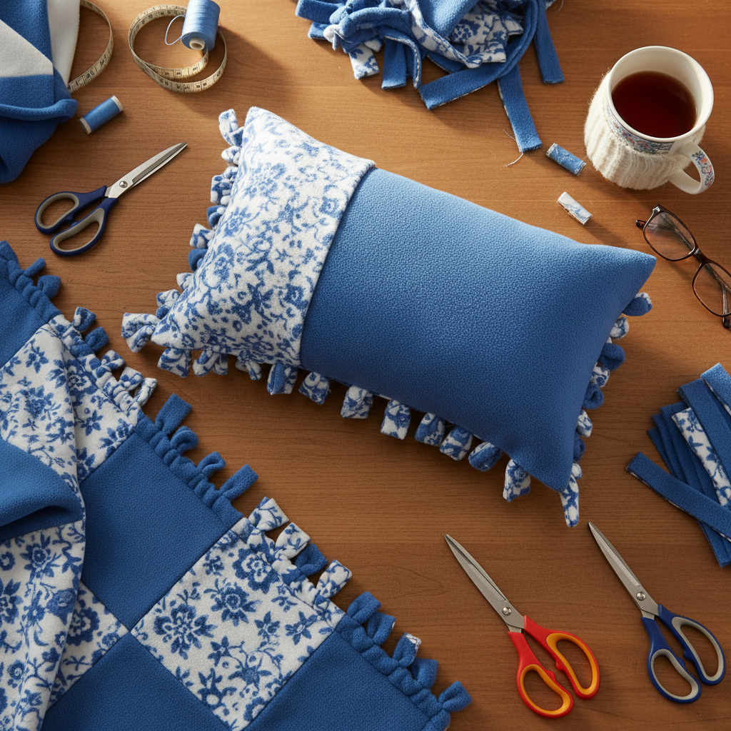 Multiple No-Sew Fleece Pillow crafts from above