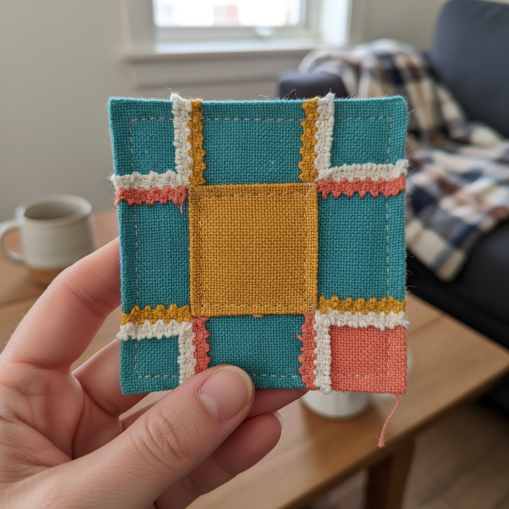 Simple Fabric Coasters held in hand