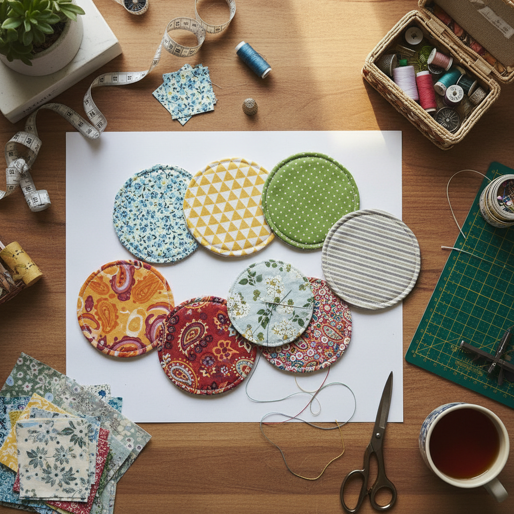 Multiple Simple Fabric Coasters crafts from above
