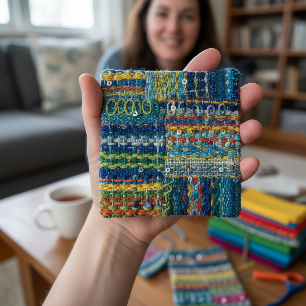 Simple Fabric Coasters held in hand