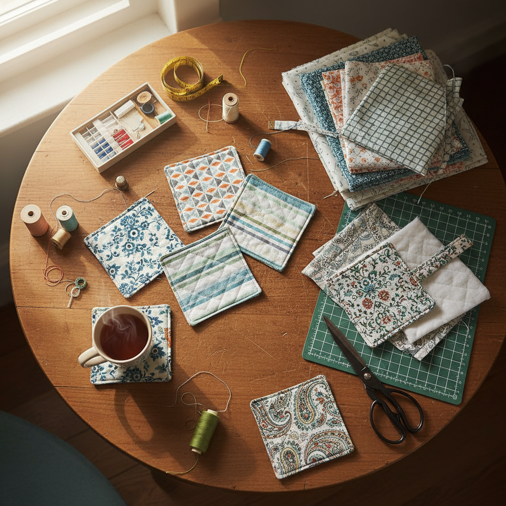Multiple Simple Fabric Coasters crafts from above